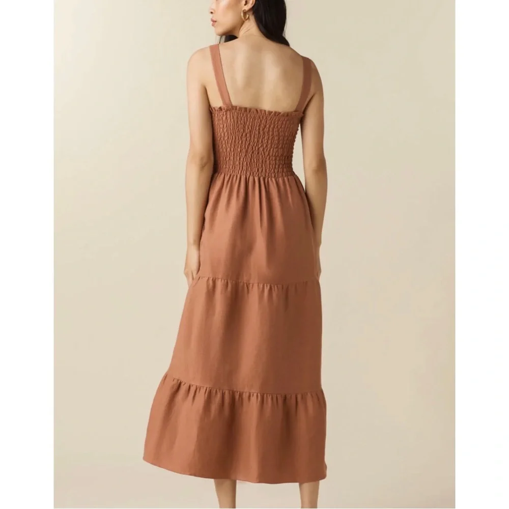 Women's Tan Smocked Maxi Dress - Picture 4 of 10